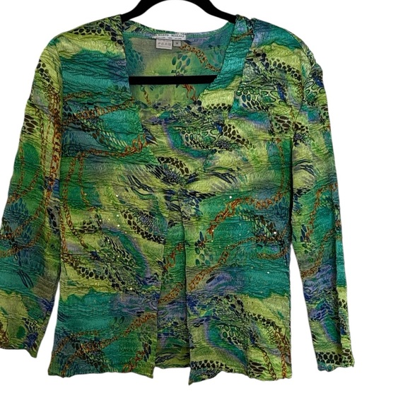 Alberto Makali Sweaters - Alberto Makali Set cardigan and sleeveless top, green/ brown, vintage luxury , M